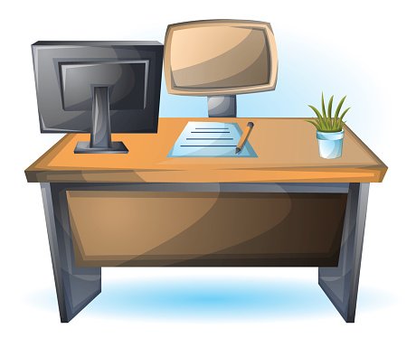 Cartoon vector illustration interior office table object