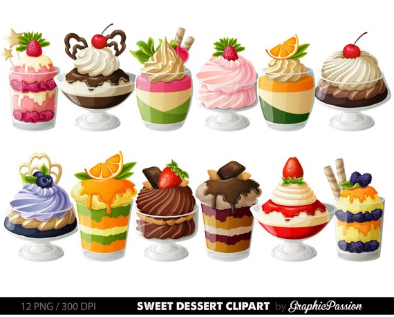 Desserts digital clipart.