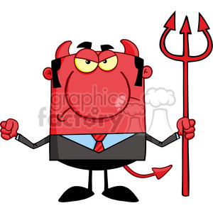 Royalty Free Angry Devil With A Trident clipart
