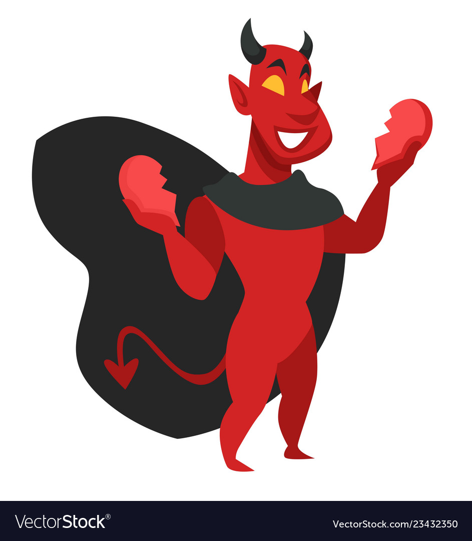 Devilish character with evil thoughts satan