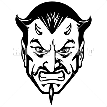 Mascot Clipart Image of A Devils Mascot Head In Black And