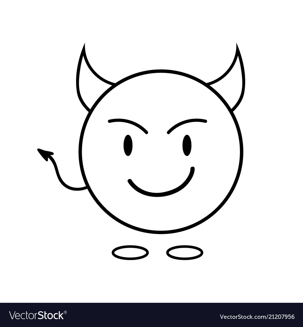 Simple smiley as a devil linear icon