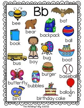 Alphabet Picture Dictionary for Writing Center