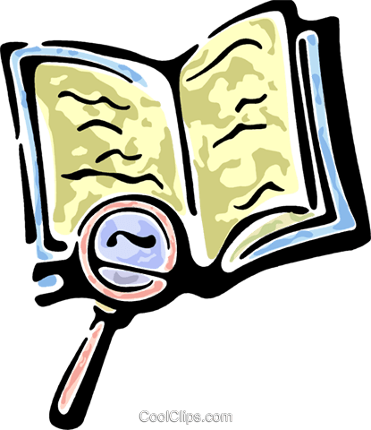 Magnifying glass and a book Royalty Free Vector Clip Art