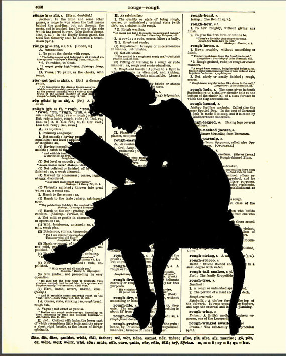 Reading Girl Silhouette Dictionary Art by