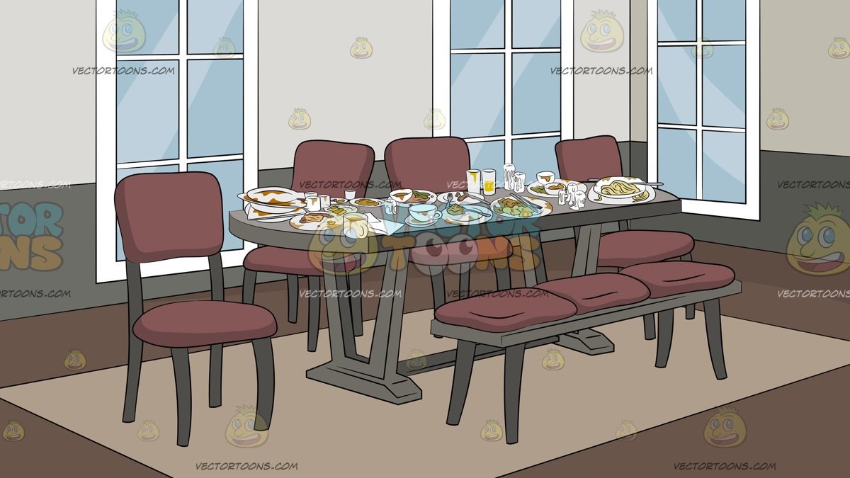 Messy dining room.