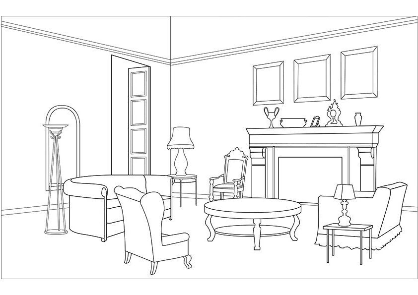 Living room coloring pages download and print for free