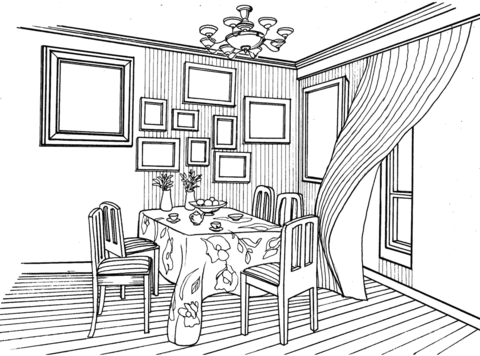 Dining Room in Provence Style coloring page