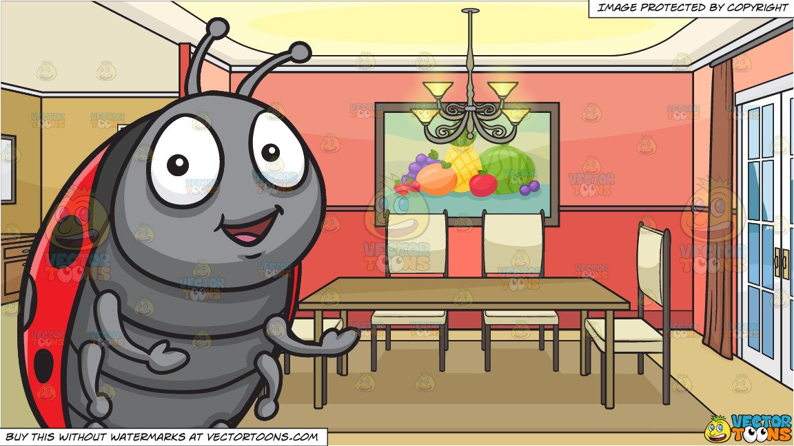 A Cute Ladybug and An Empty Dining Room Background