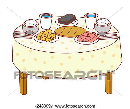 Dining table with food clipart