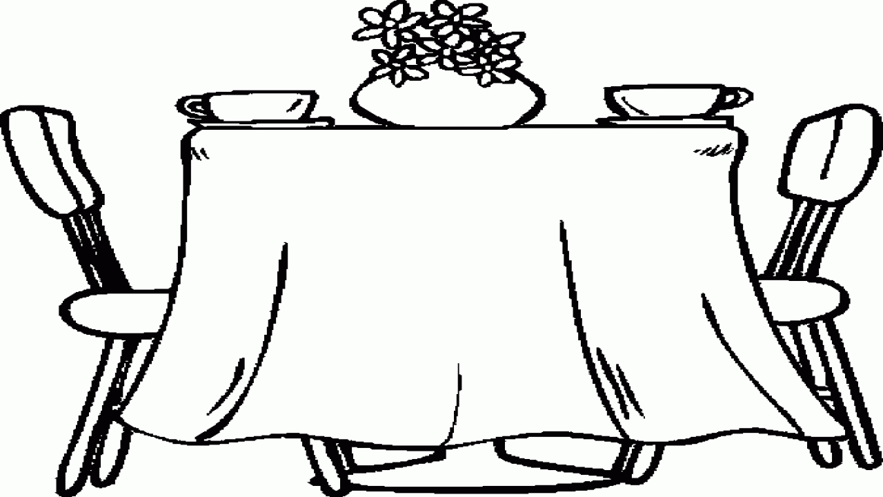 Black dining table set, dining room table coloring page