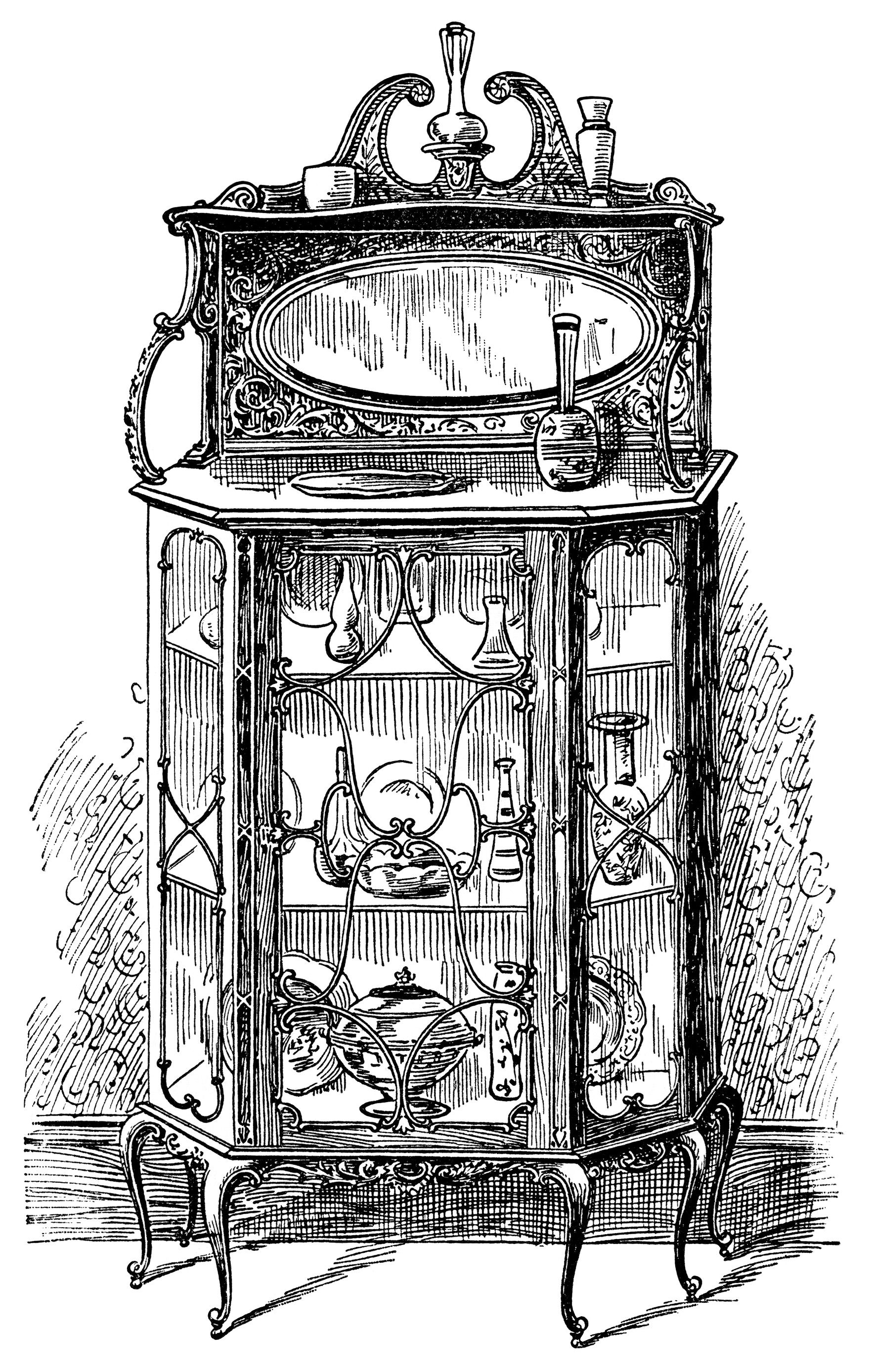 Victorian furniture illustration.