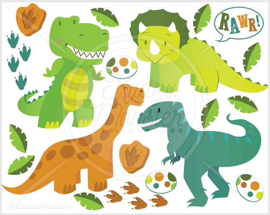 Cute Baby Dinosaur Clip Art Graphics