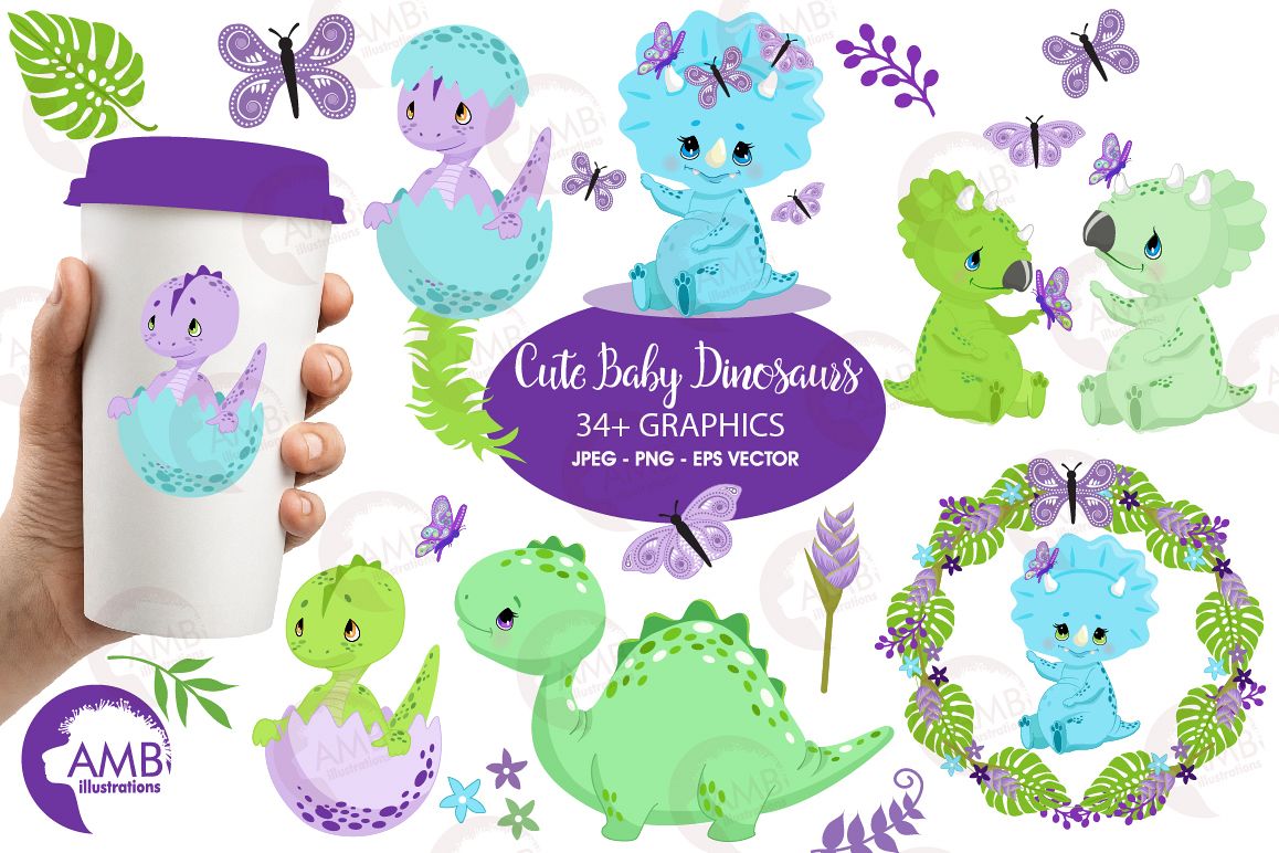 Baby Dinosaurs clipart, graphics, illustrations AMB