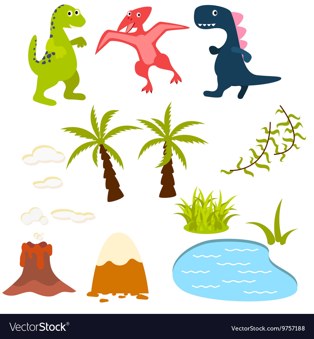 Set cartoon dinosaur.