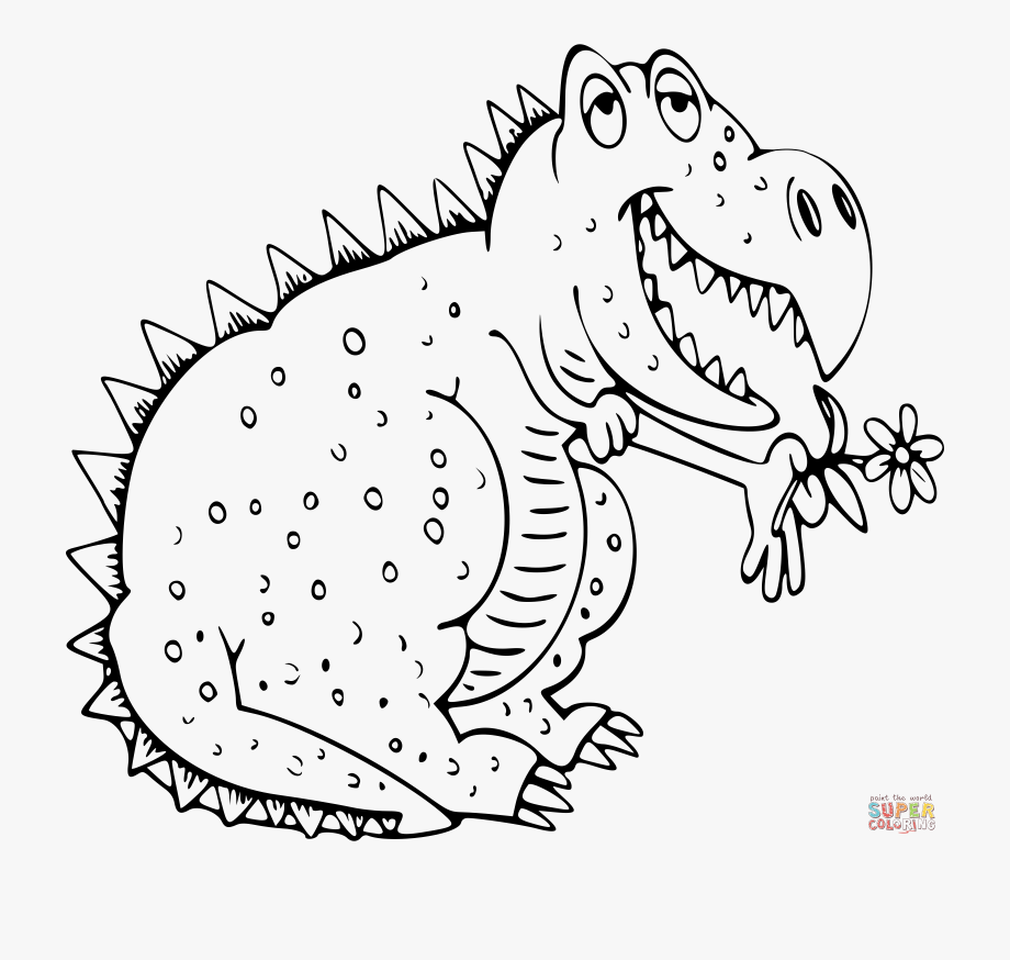 Click The Happy Cartoon Dinosaur Coloring Pages To