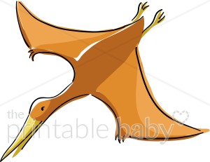 Flying Brown Pterodactyl Dinosaur Clipart