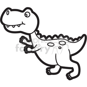 Trex dinosaur cartoon in black and white clipart