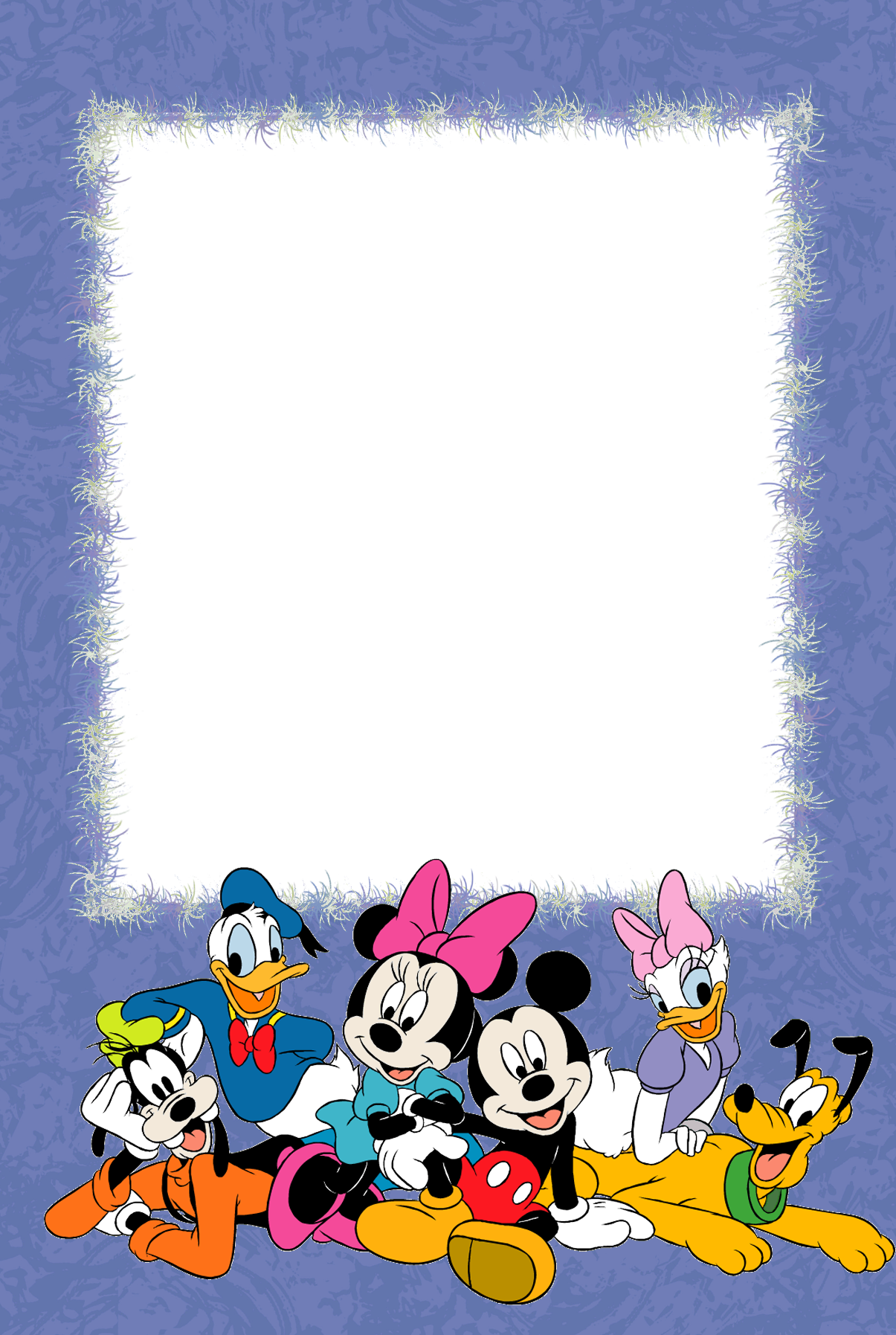 Purple PNG Kids Photo Frame with with Disney Characters