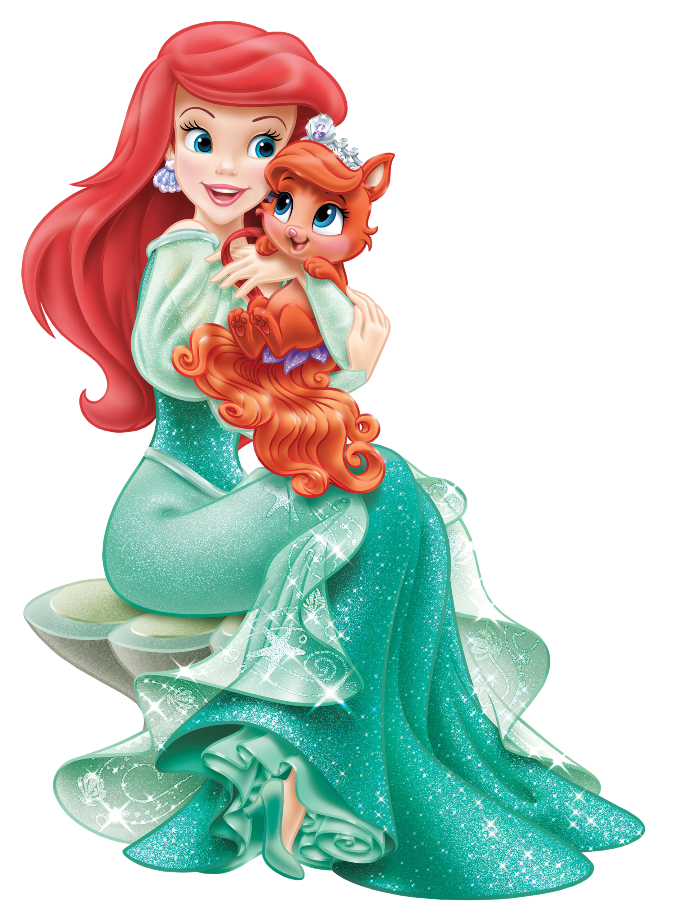 Disney Princess Ariel with Cute Kitten Transparent PNG Clip
