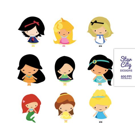 Chibi Disney Girls Clip Art