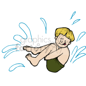 Child doing a cannonball dive clipart