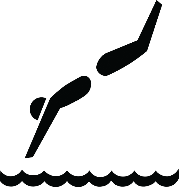 Diving silhouette clipart.