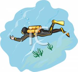 Scuba diver swimming.