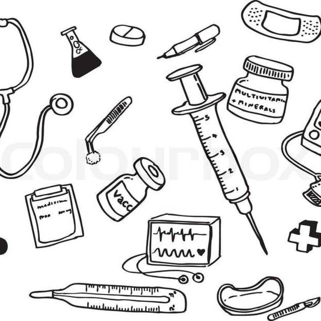Doctor tools clipart black and white