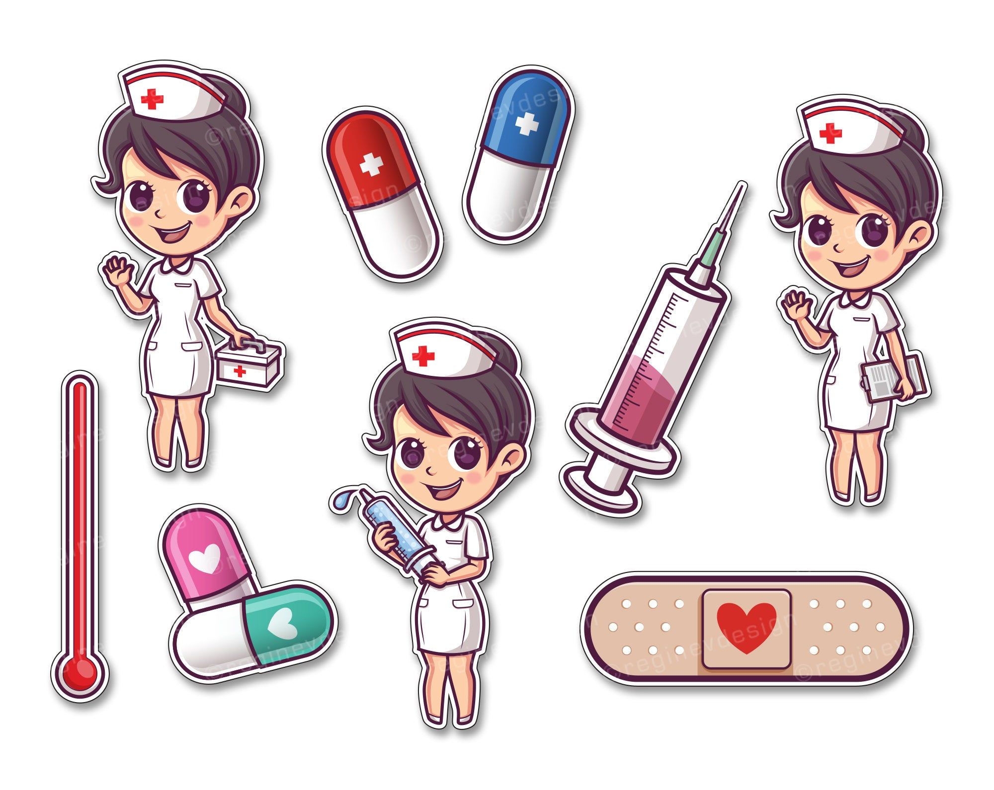 Cute Nurse and Hospital Clipart, Hospital, Medicine, Doctor