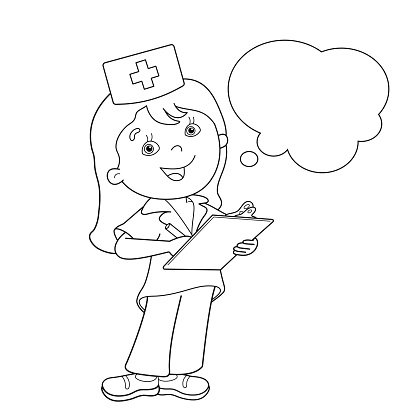 Coloring Page Outline Of cartoon doctor Clipart Image