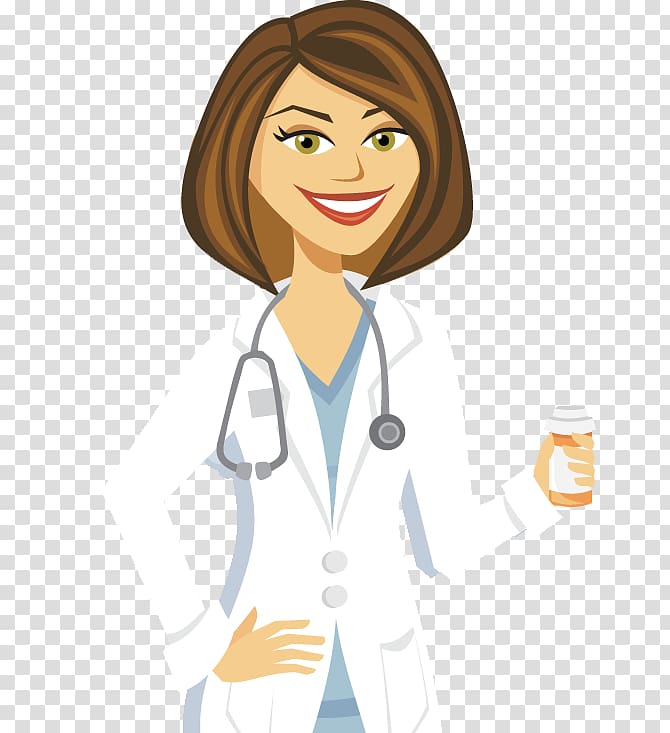 Cartoon physician female.