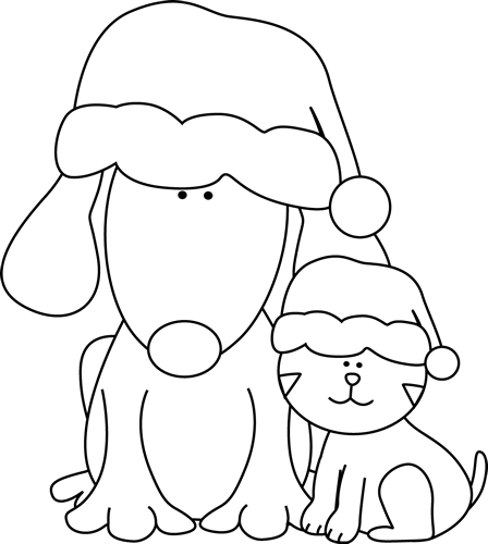 dog clipart black and white christmas
