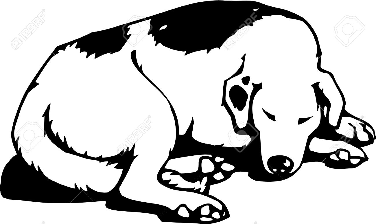Dog Sleeping Clipart Black And White