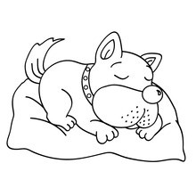 Sleeping dog coloring pages