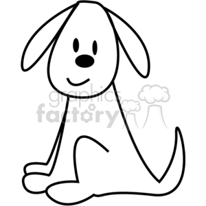 Black and White Pet Dog Sitting clipart