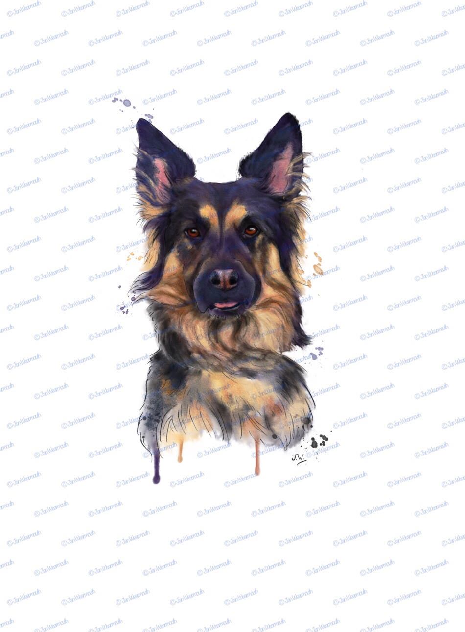 Dog clipart digital art Printable art German Shepherd