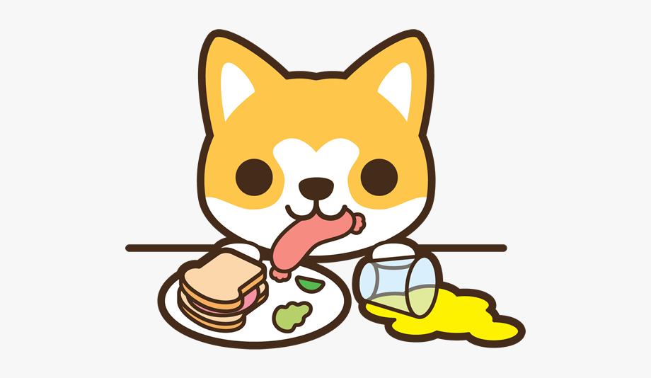 Dog eating food.
