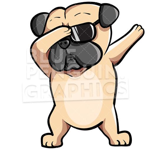 Pug Dog Dabbing Vector Cartoon Clipart Illustration