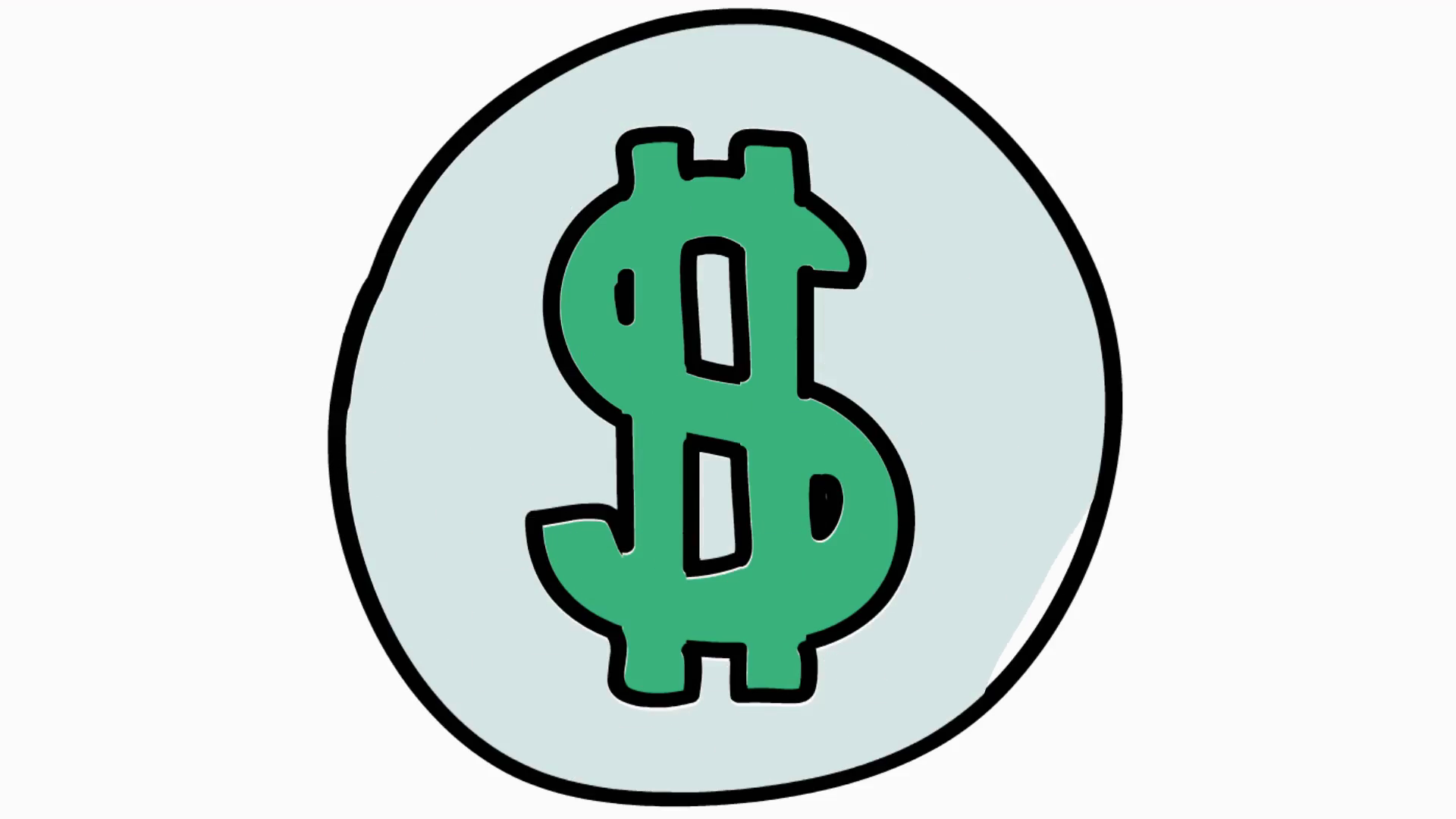 Dollar sign icon cartoon illustration hand drawn animation transparent
