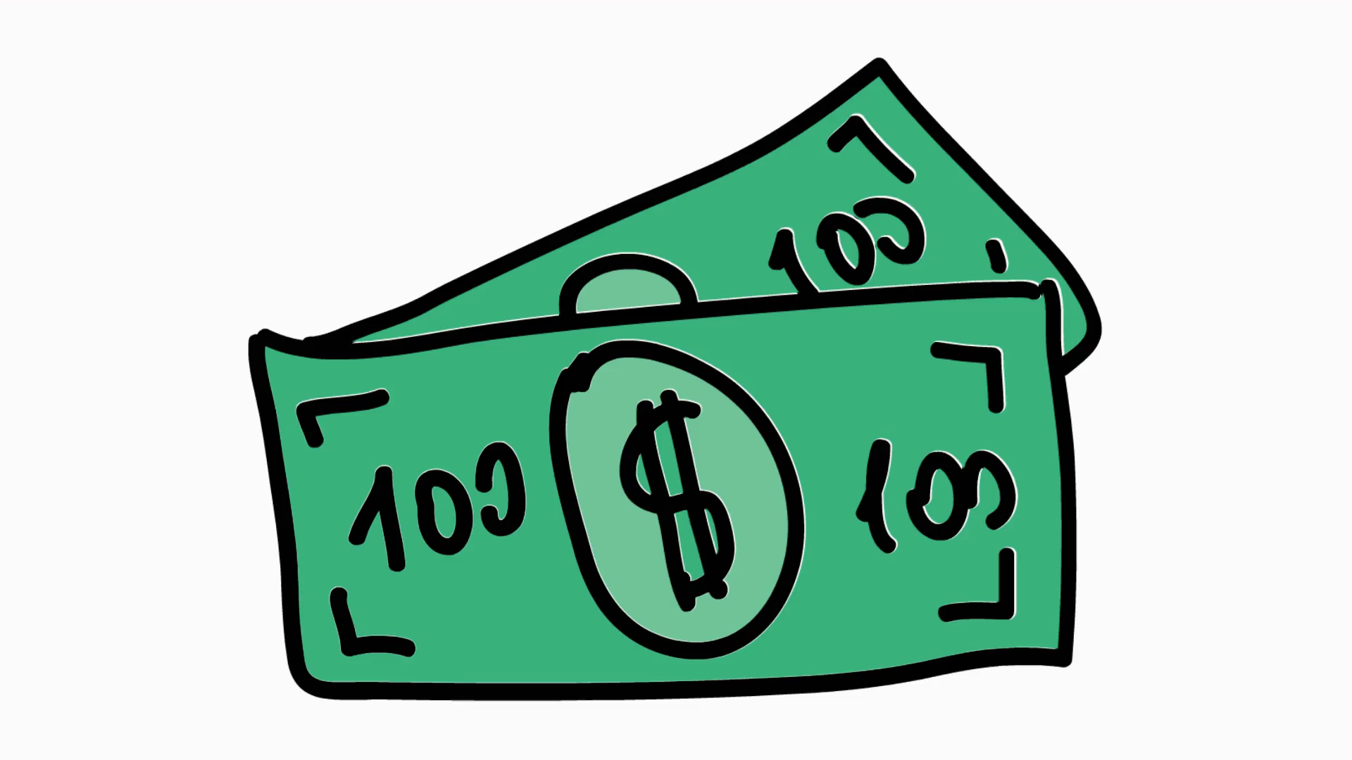 Dollar bill icon cartoon illustration hand drawn animation transparent