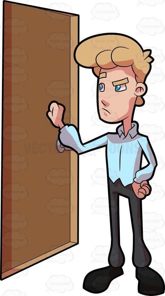 An irritated man knocking on the door
