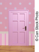 Pink door illustrations.