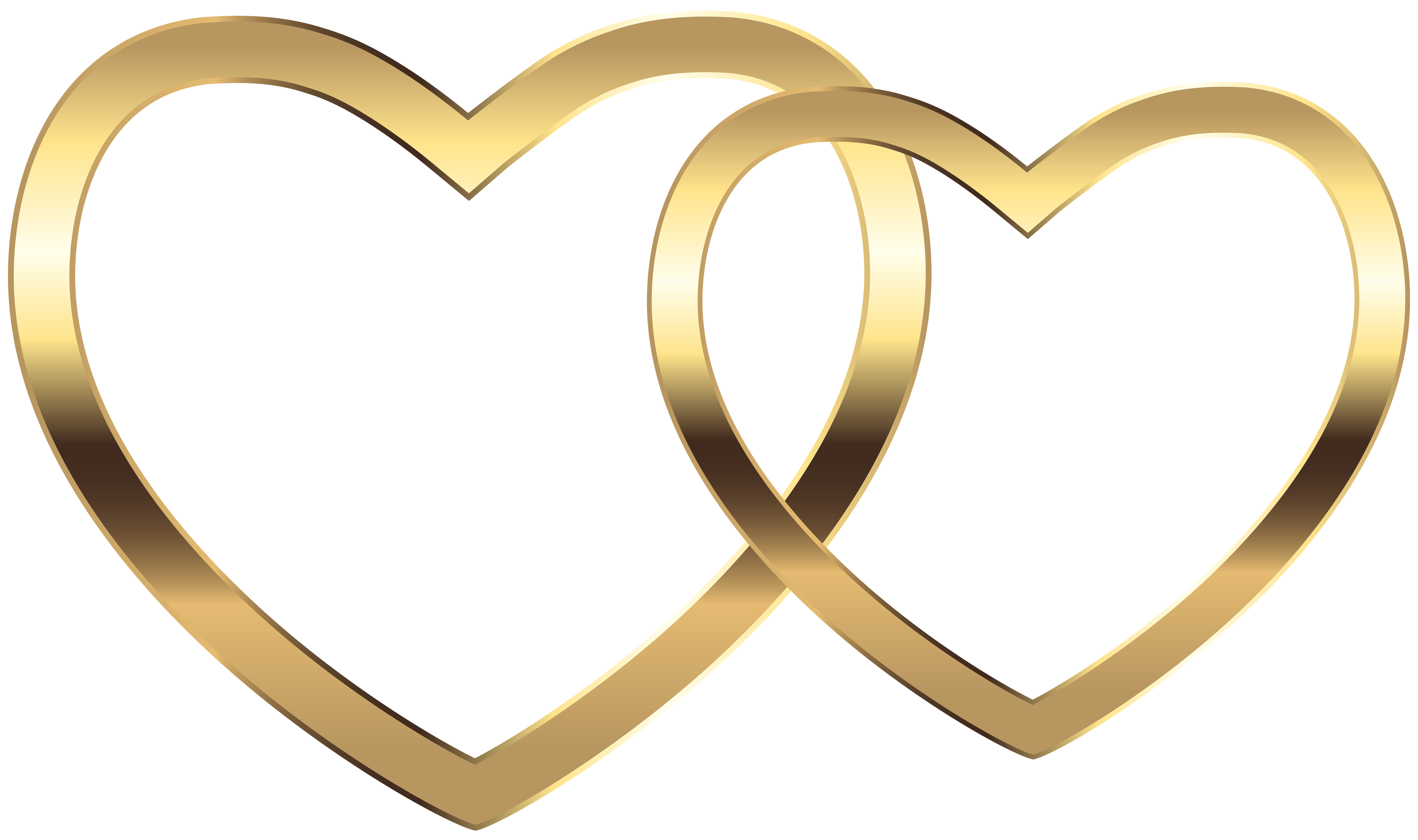Transparent Two Gold Hearts PNG Clip Art Image