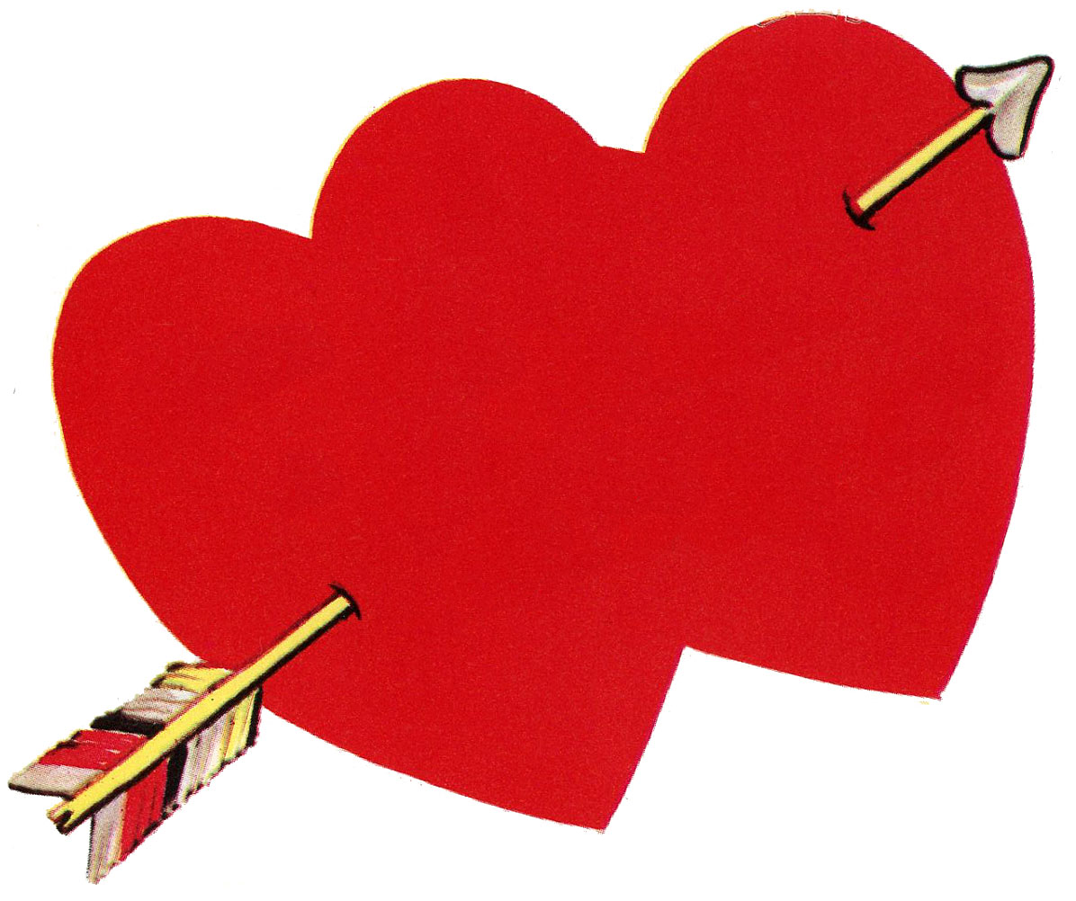 Retro valentine image double heart with arrow the graphics