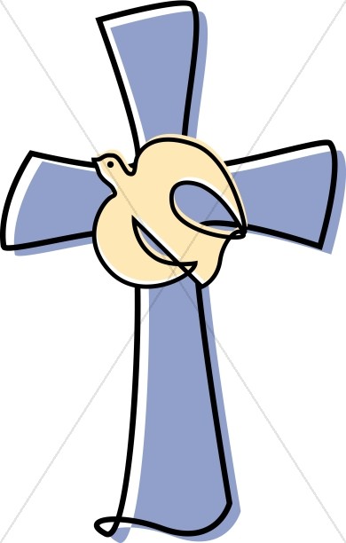 Lavendar Cross with a Dove Clipart
