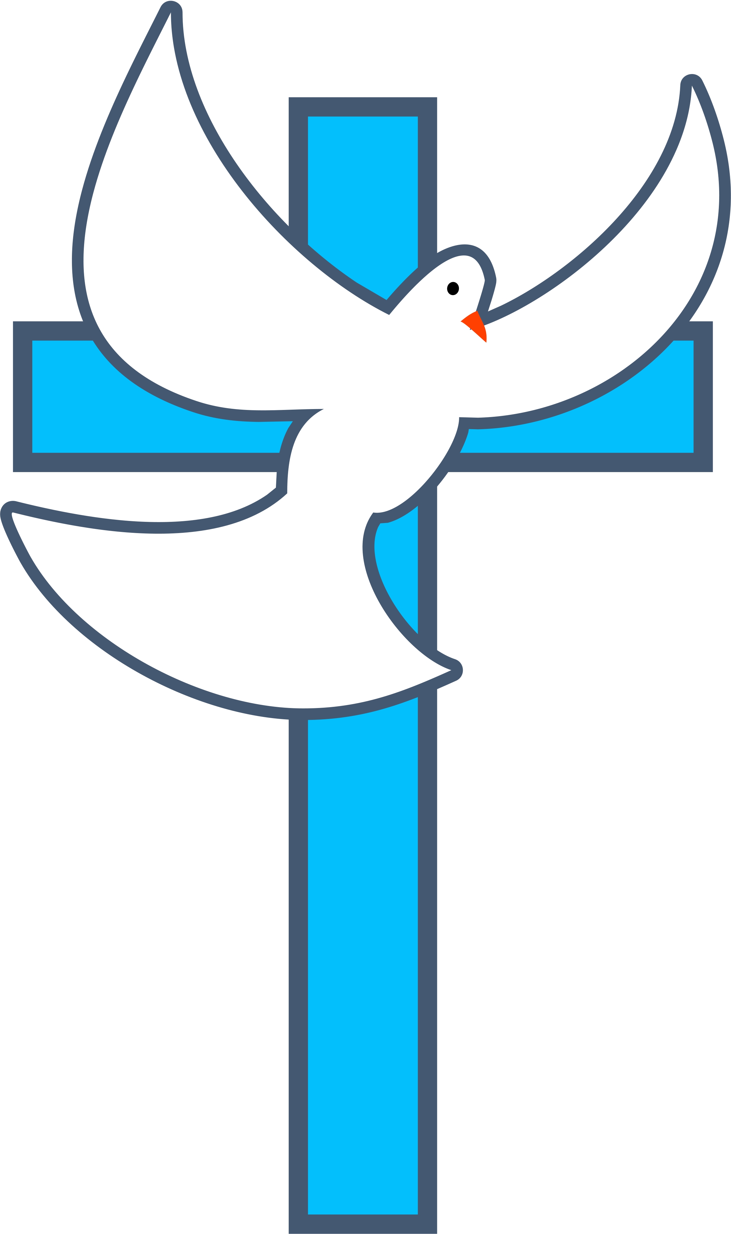 Dove and cross.