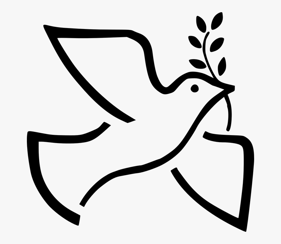 Free Black And White Large Print Religious Dove Of