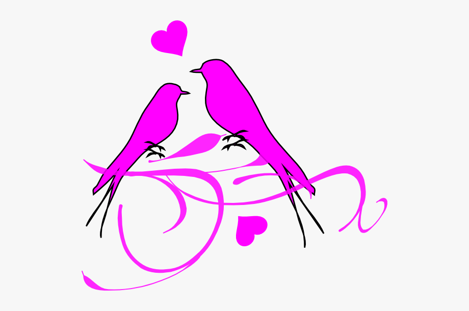 Birds On A Branch Pink Png Clip Art