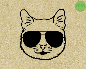 Cat with sunglasses SVG cut files, DXF, vector EPS cutting file instant  download